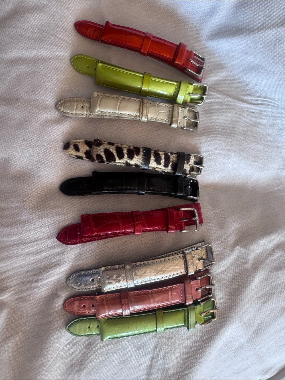 Michele Watch Bands Lot of 9 Genuine Leather & Calf Hair Straps Separately